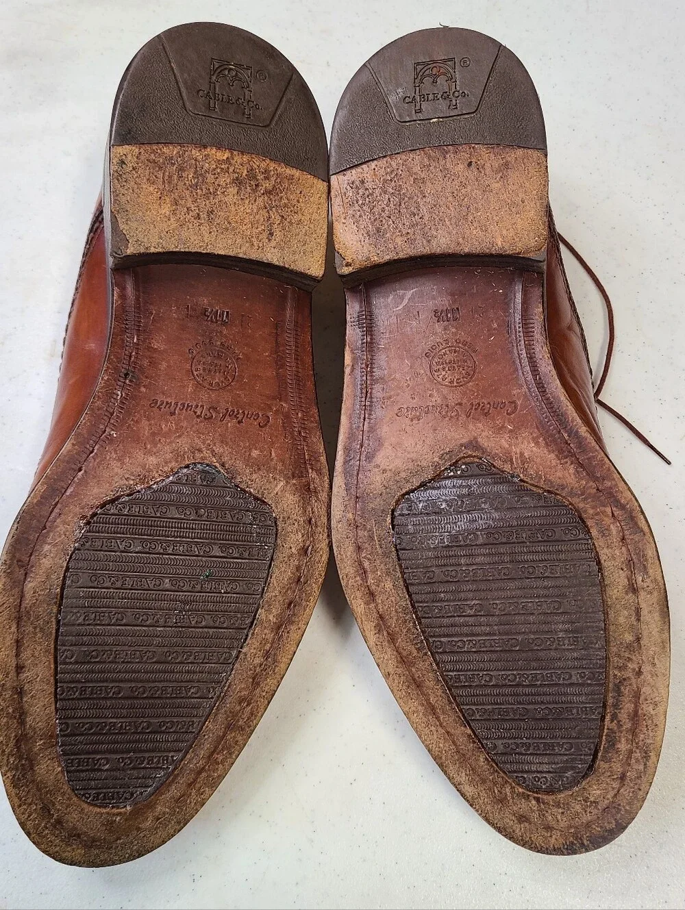 Cable & Co. Men's Leather Cap Toe Oxfords Brown Made in Italy 11.5 D